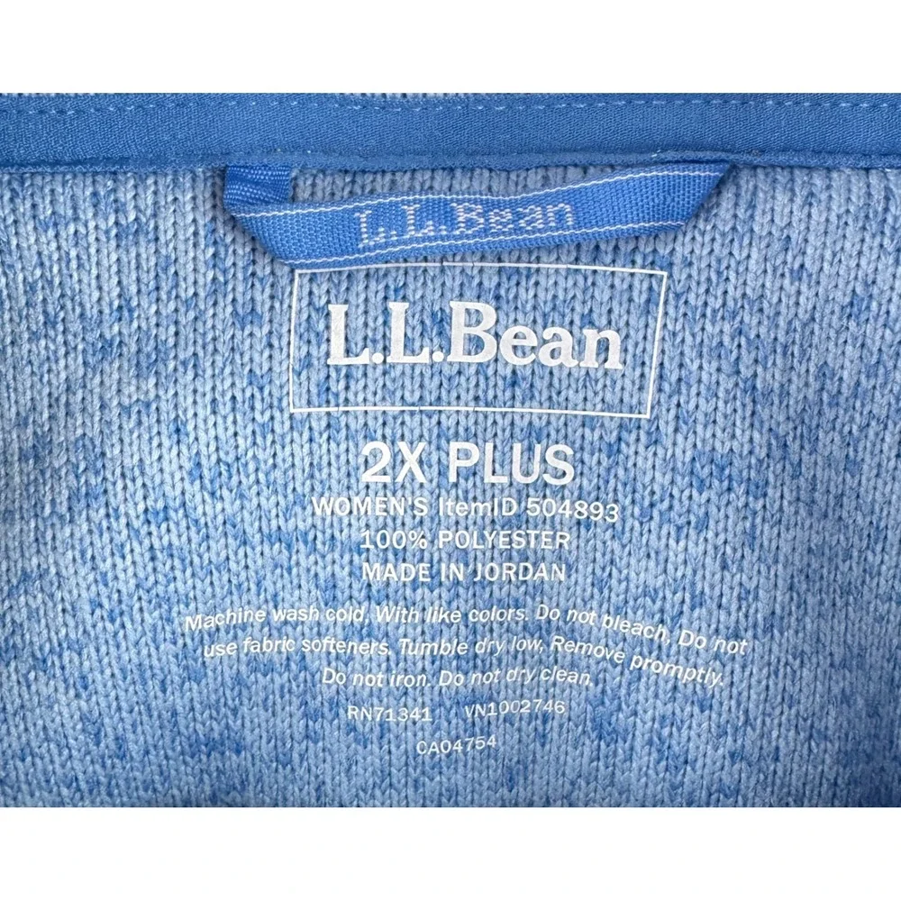 L.L. Bean Sweater Fleece Jacket Womens 2X Plus Blue Full Zip Gorpcore Hiking